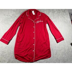 NWT Charter Club Intimates Women's 'Believe' Sleep Shirt Candy Red Size XXL